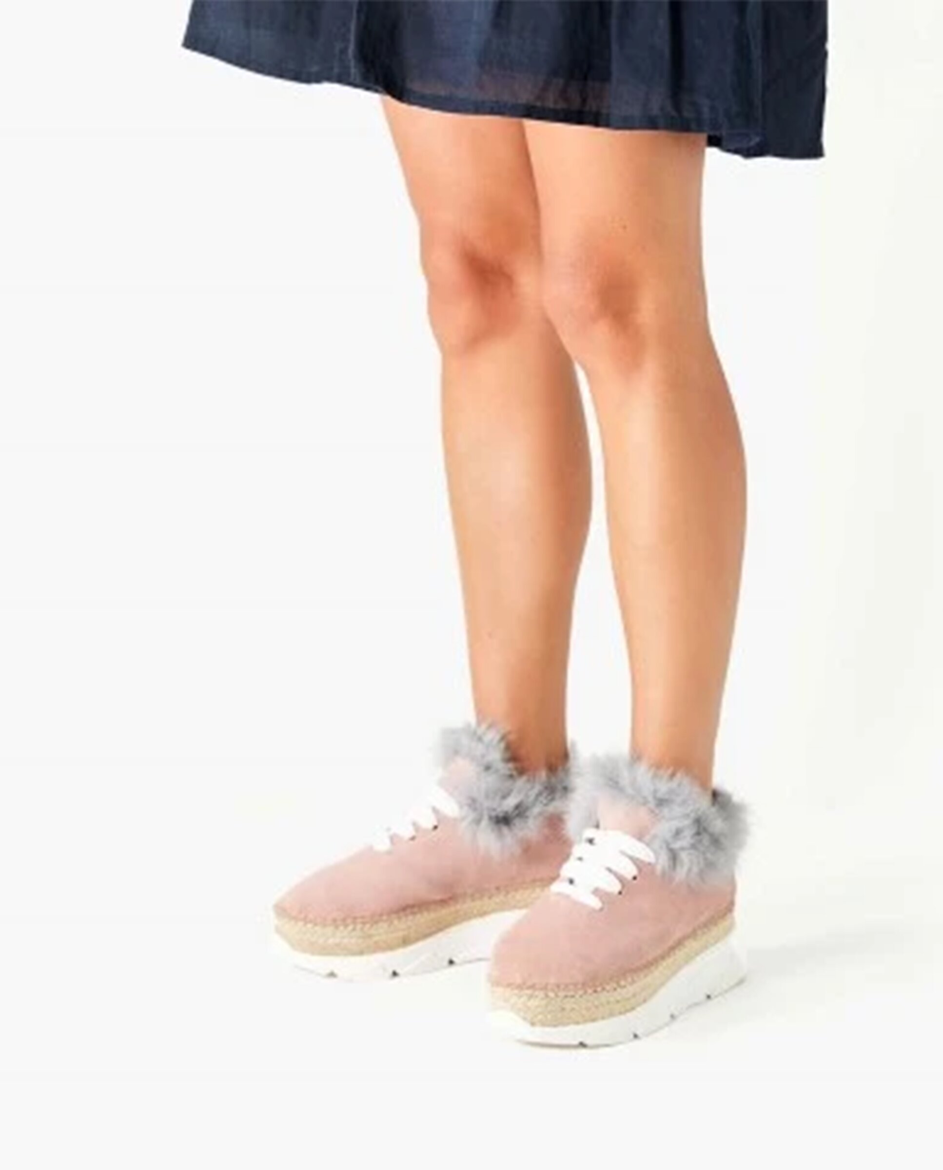 Zapatillas con cuña de mujer tipo Sneakers con pelo - star love - Rosa pastel Rosa pastel-2
