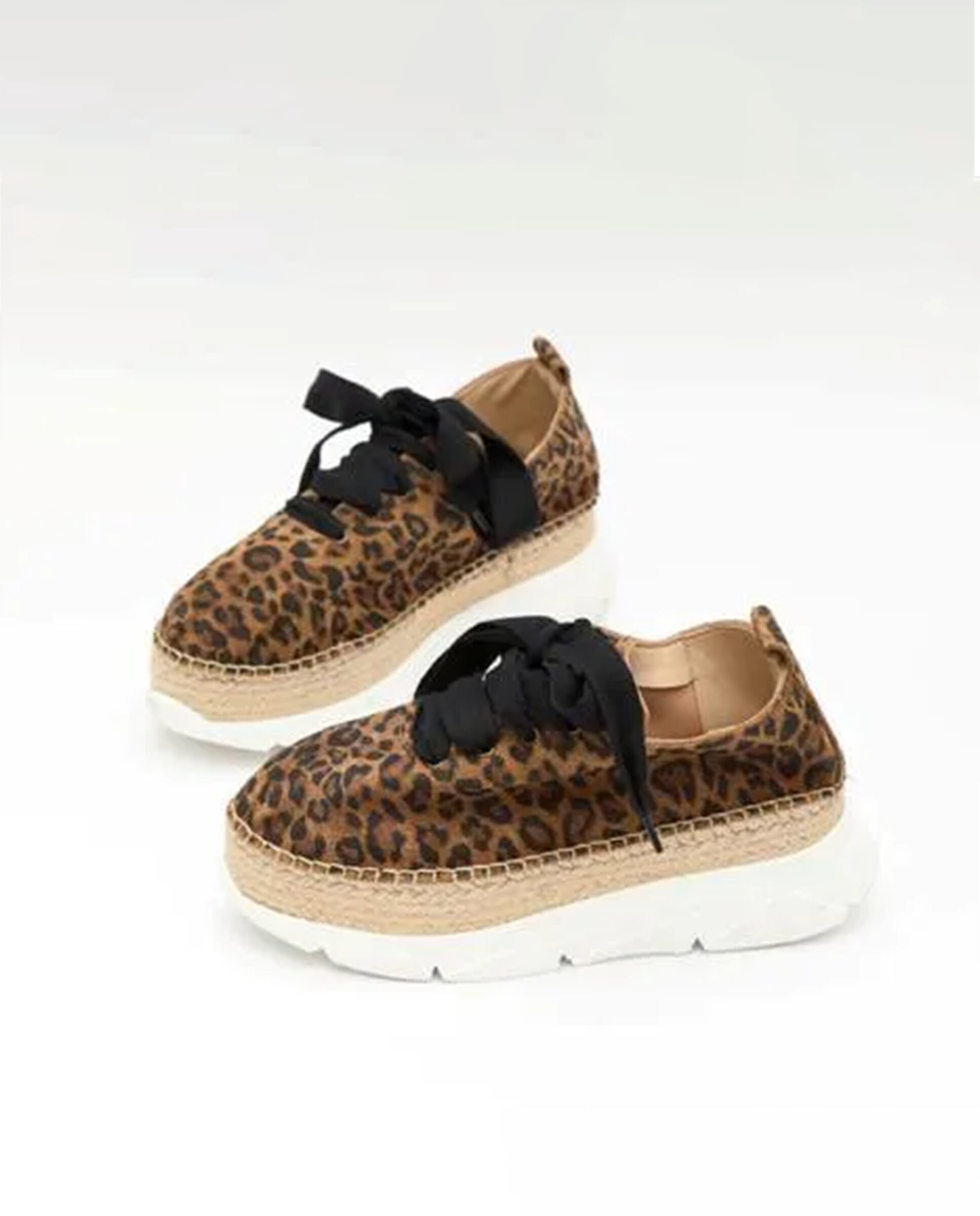 Zapatillas con cuña de mujer tipo Sneakers animal print - star love - Beige/Marrón Beige/Marrón-3