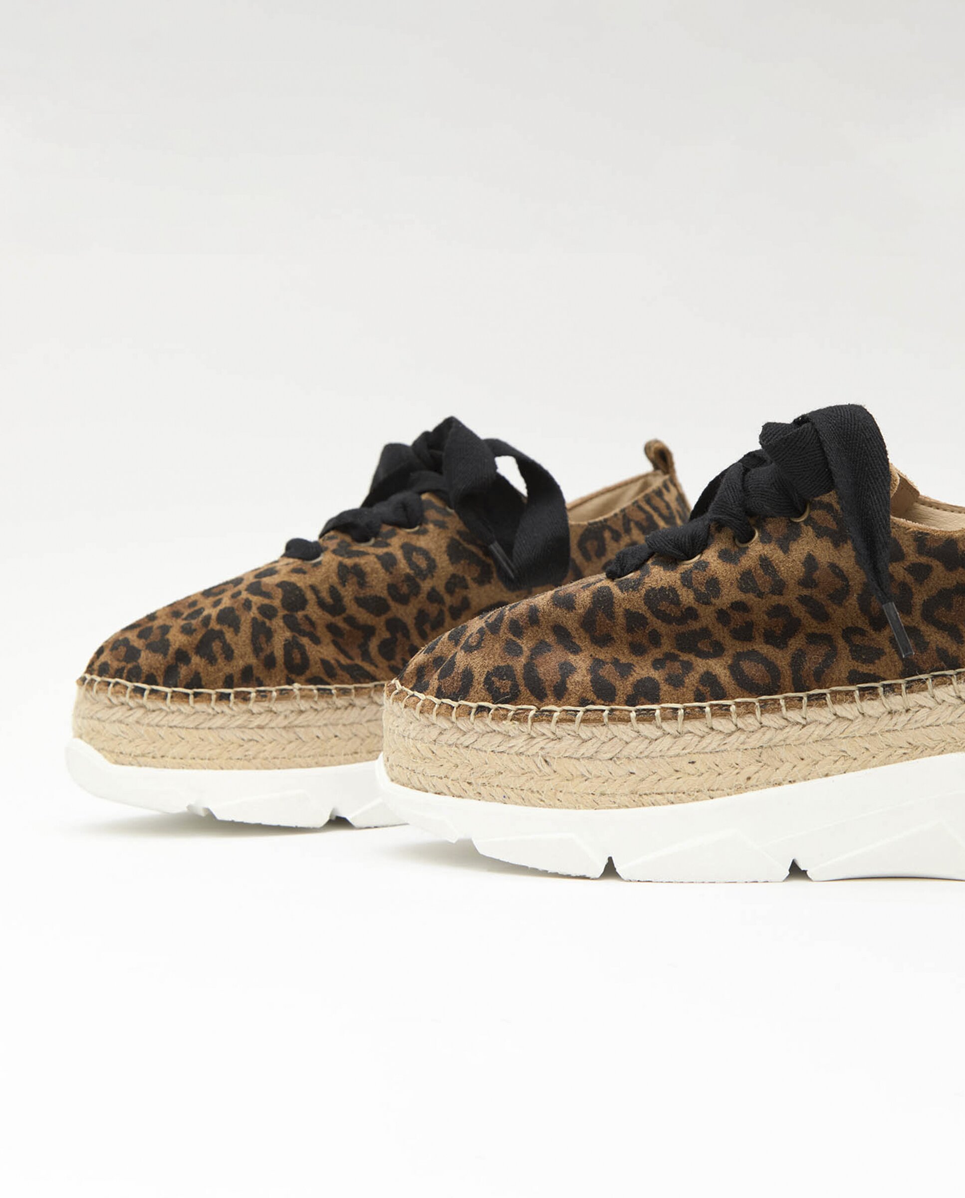 Zapatillas con cuña de mujer tipo Sneakers animal print - star love - Beige/Marrón Beige/Marrón-2