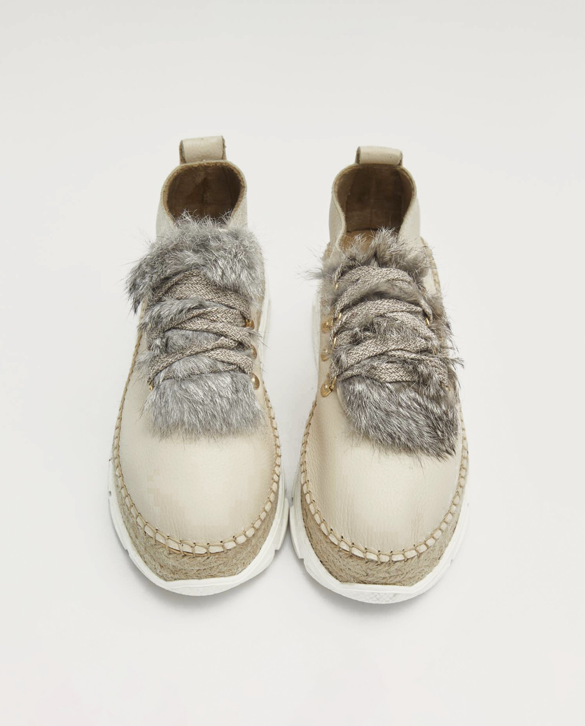 Zapatillas con cuña de mujer tipo Sneakers de piel - star love - Hielo Hielo-4