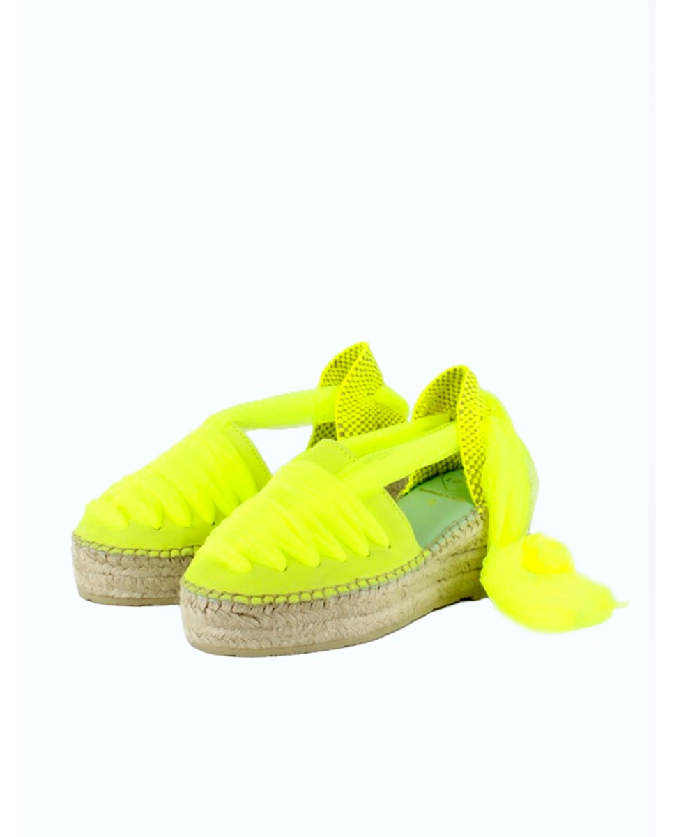 Alpargatas con cintas cuña media - star love - Amarillo Flúor Amarillo Flúor-3