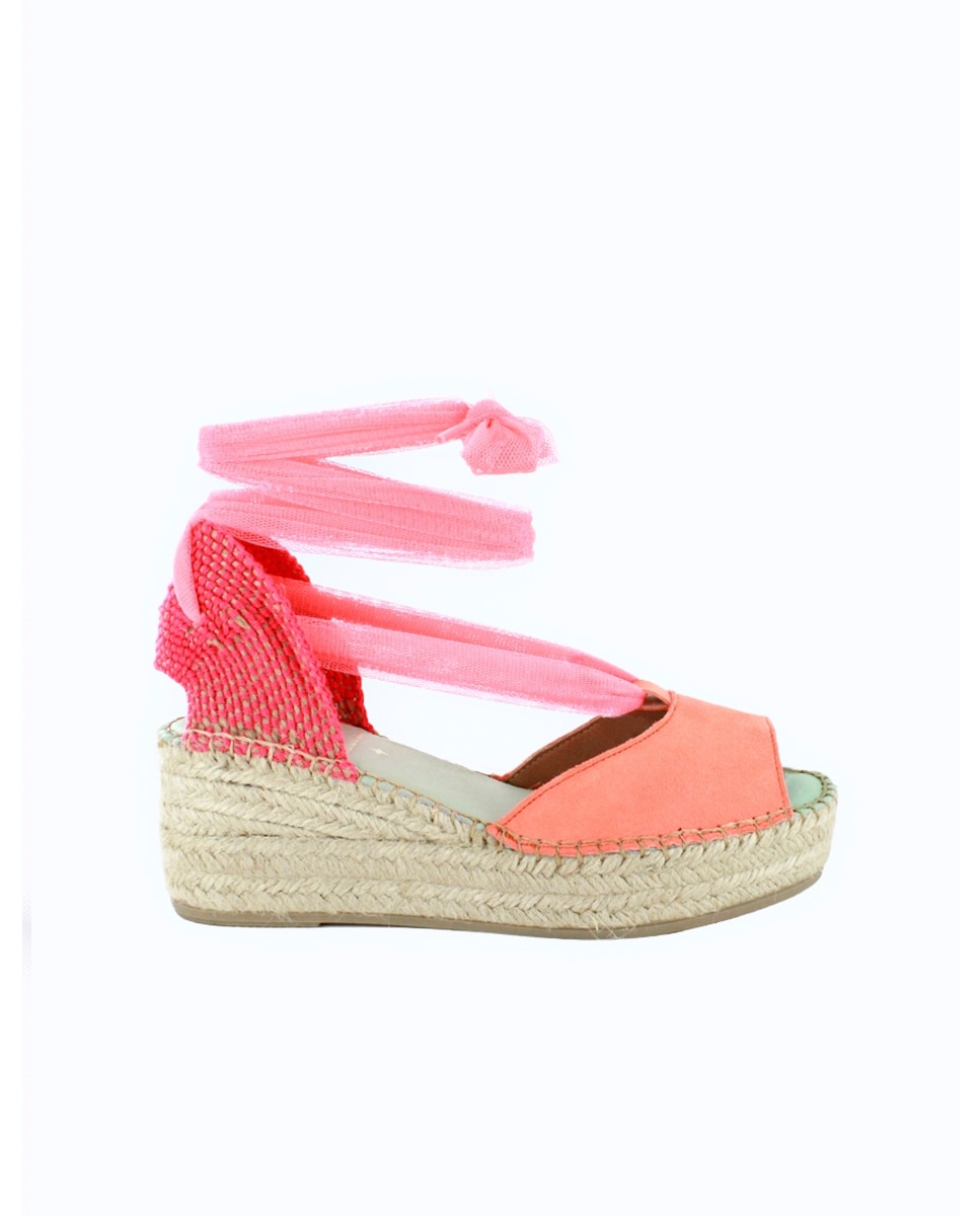 Alpargatas con cintas estilo sandalias y cierre intercambiable - star love - Coral Coral-1