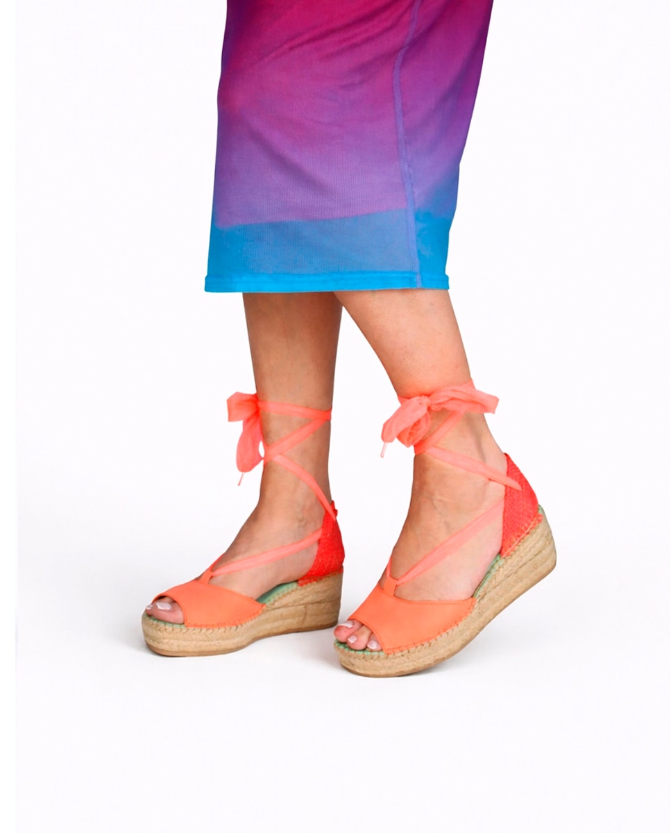Alpargatas con cintas estilo sandalias y cierre intercambiable - star love - Coral Coral-2