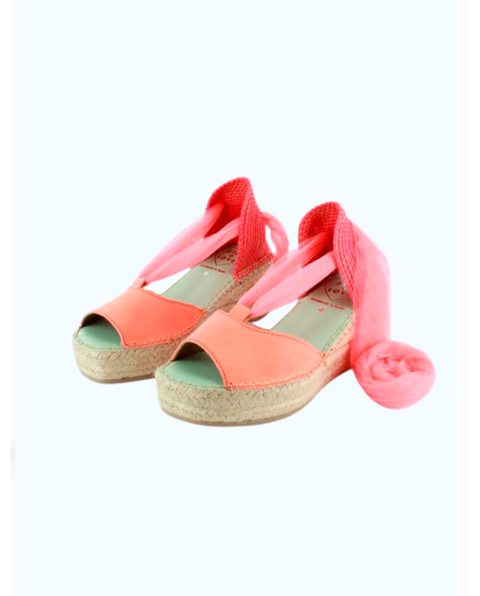 Alpargatas con cintas estilo sandalias y cierre intercambiable - star love - Coral Coral-3