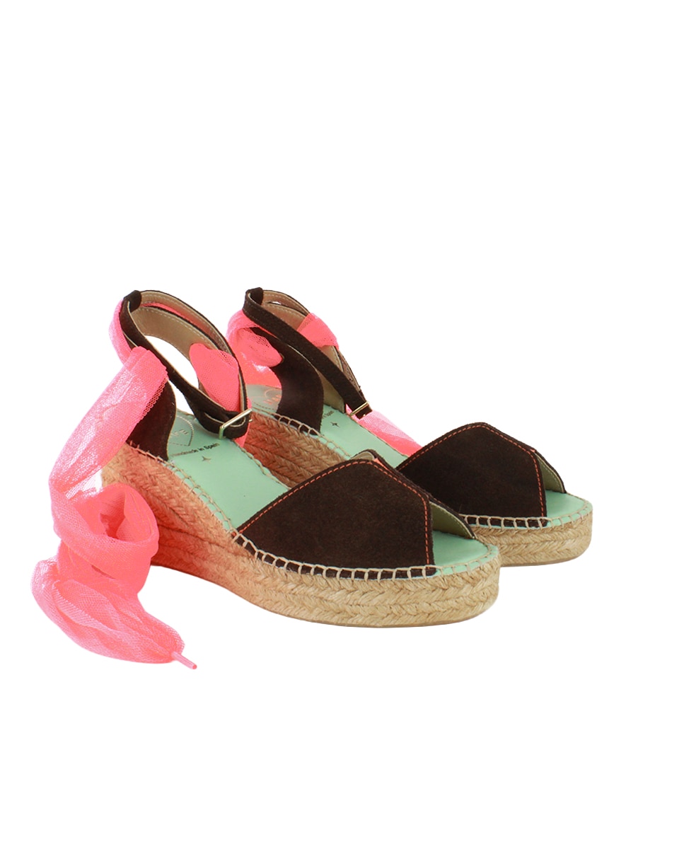 Alpargatas con cintas puntera abierta y cierre intercambiable - star love - Coral Coral-3