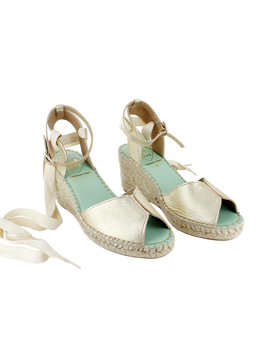Alpargatas con cintas con cierre intercambiable - star love - Champagne Champagne-3