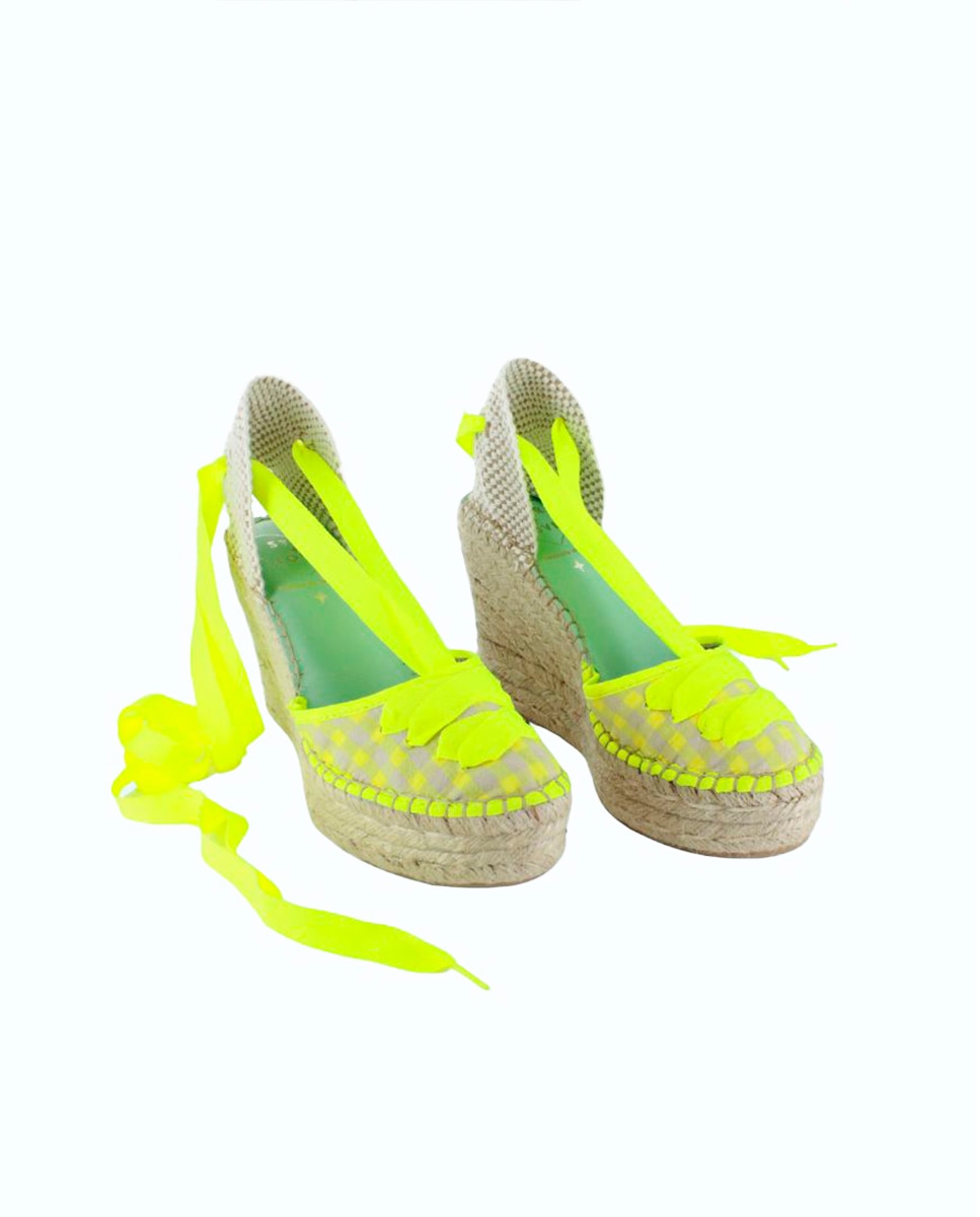 Alpargatas con cintas de tul fantasia vichy - star love - Amarillo Flúor Amarillo Flúor-3