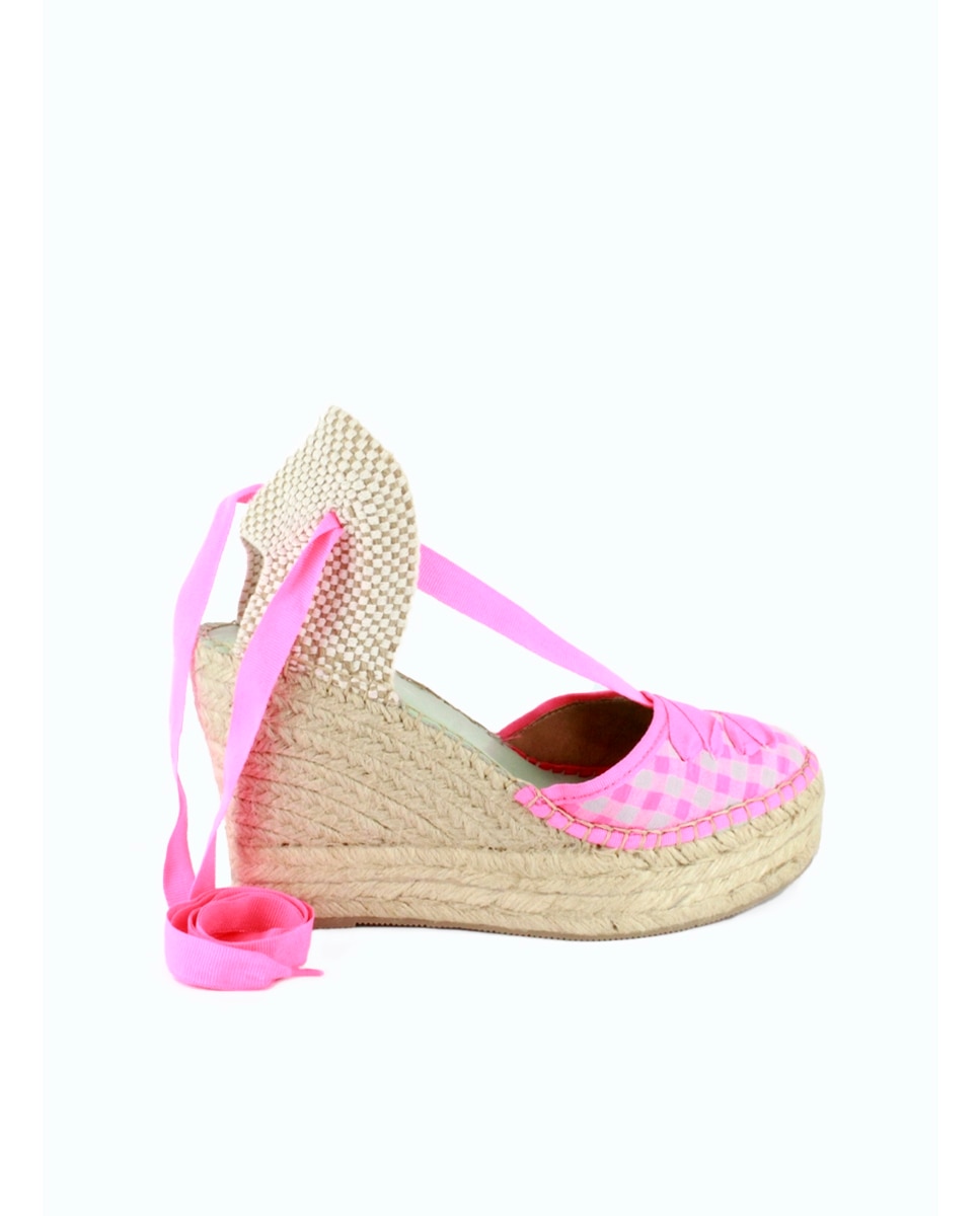Alpargatas con cintas de tul fantasia vichy - star love - Fucsia Fucsia-1