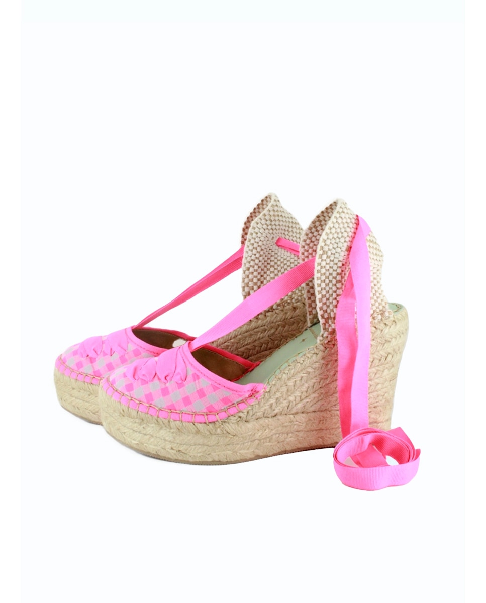 Alpargatas con cintas de tul fantasia vichy - star love - Fucsia Fucsia-3