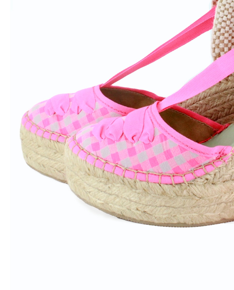 Alpargatas con cintas de tul fantasia vichy - star love - Fucsia Fucsia-4