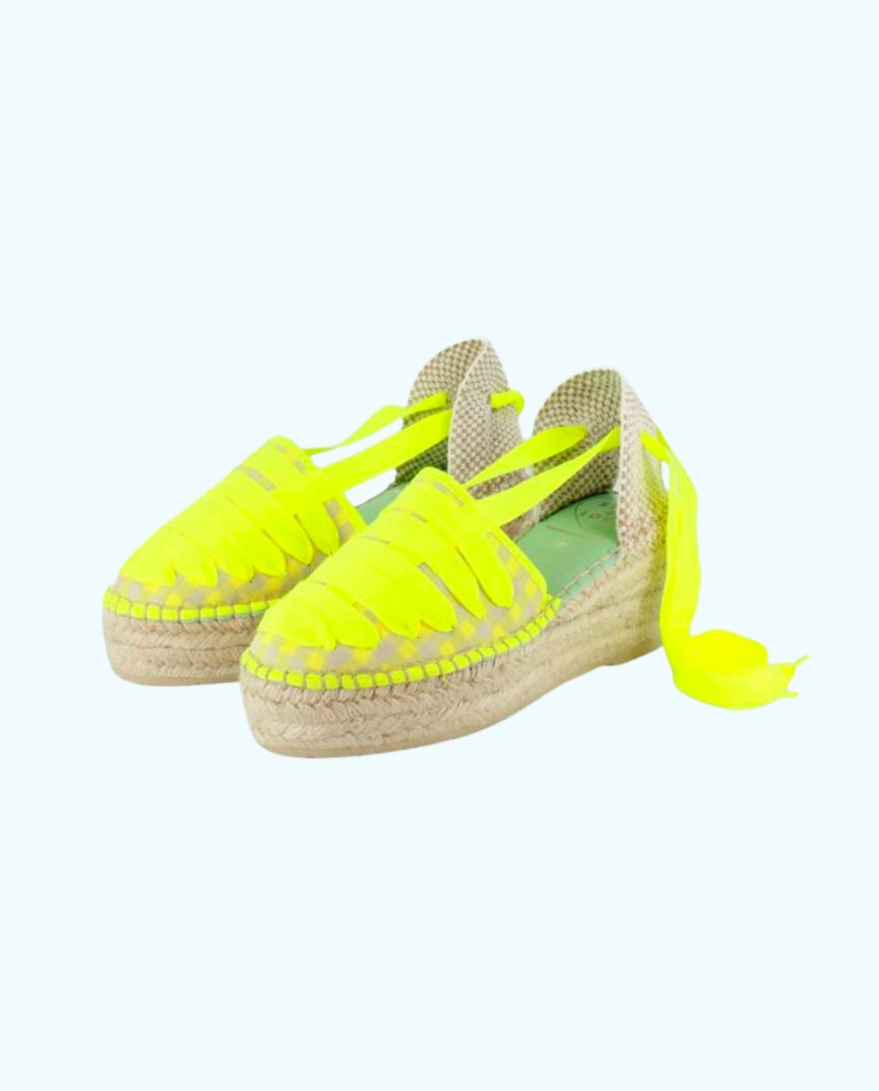 Alpargatas con cintas y cuñas medias vichy - star love - Fucsia Fucsia-3