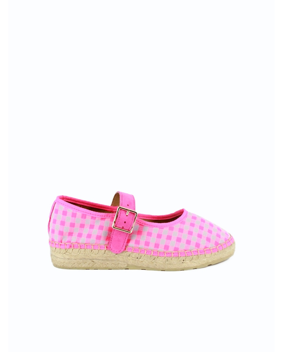 Imagen 0 de Bailarinas planas con hebilla fantasia vichy Fucsia