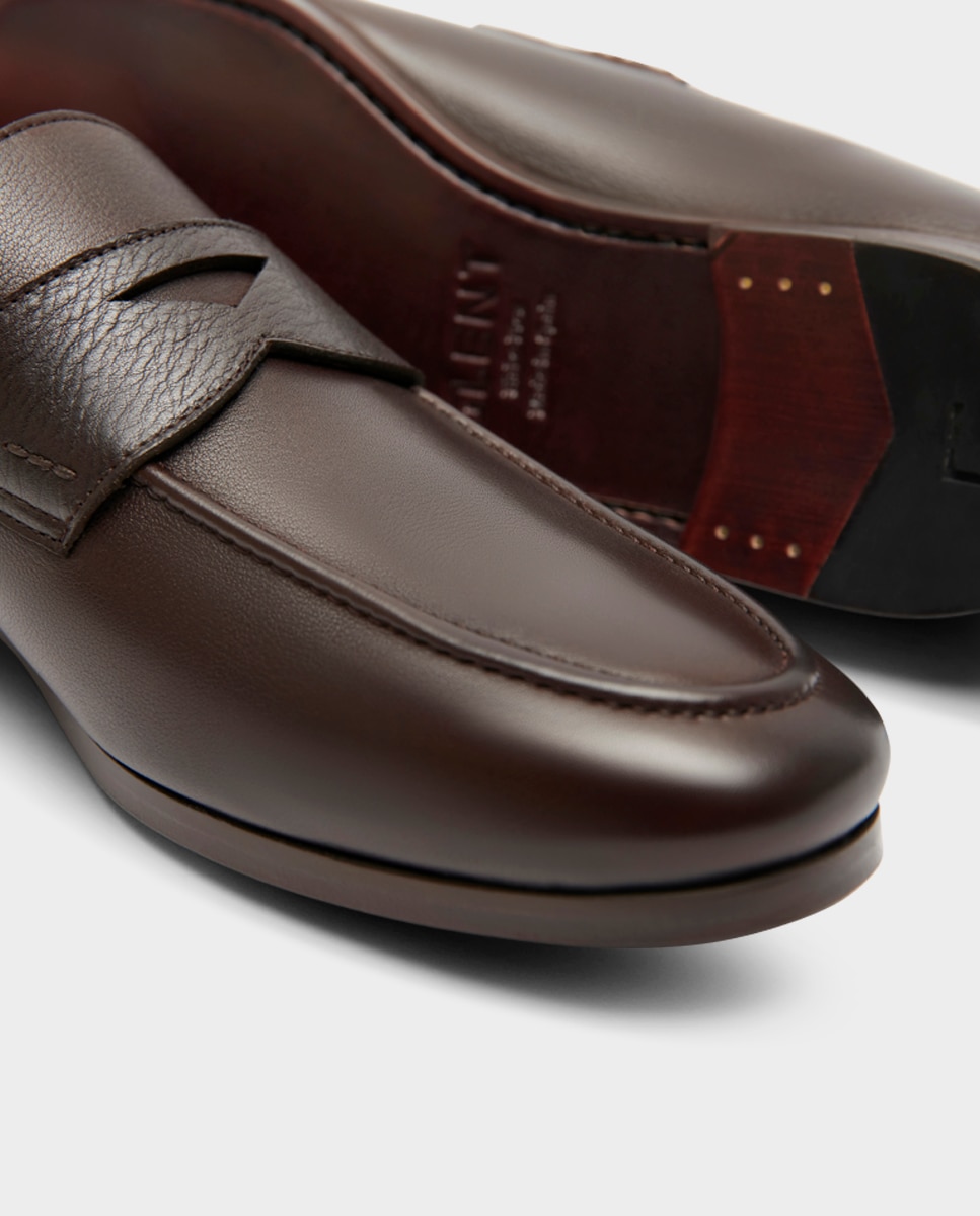Imagen 4 de Mocasines de hombre de piel con antifaz - Glent - Marrón Marrón