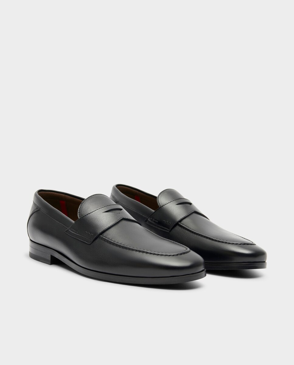 Mocasines de hombre de piel con antifaz ancho especial - Glent - Negro Negro-3