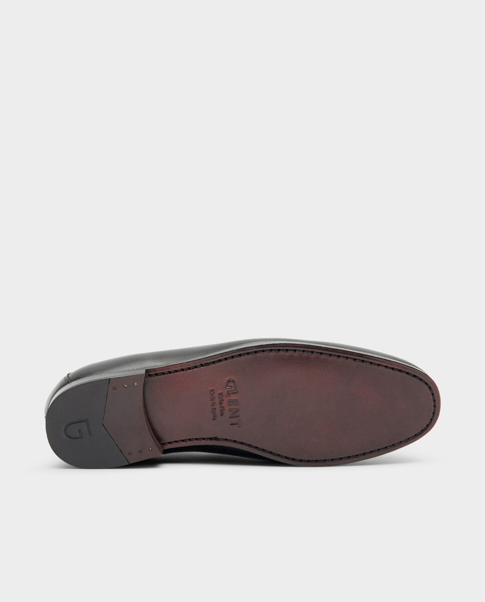 Mocasines de hombre de piel con antifaz ancho especial - Glent - Negro Negro-4