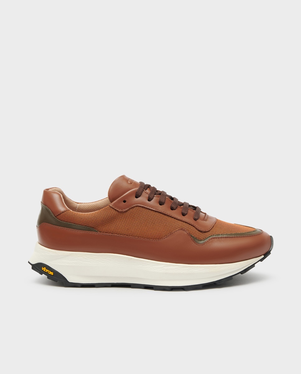 Zapatillas de hombre de piel con cordones Marrón Glent Marrón-1