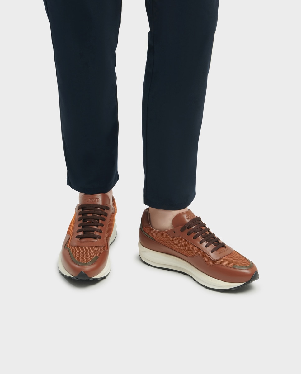 Zapatillas de hombre de piel con cordones Marrón Glent Marrón-2