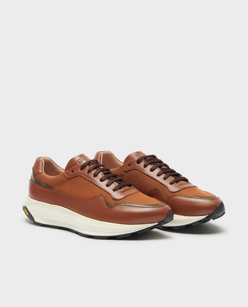Zapatillas de hombre de piel con cordones Marrón Glent Marrón-3