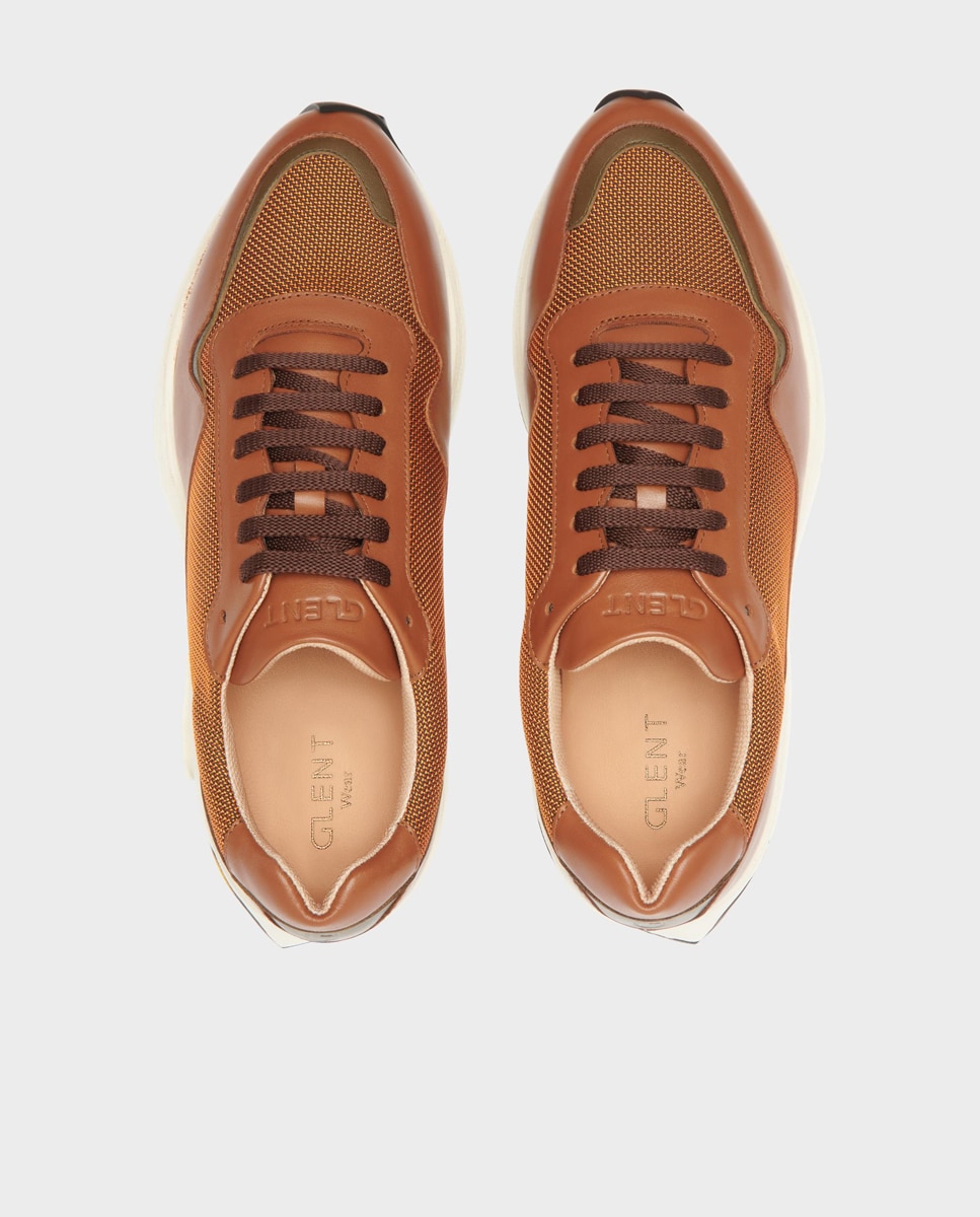 Zapatillas de hombre de piel con cordones Marrón Glent Marrón-4