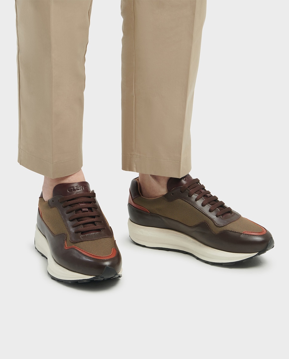 Zapatillas de hombre de piel con cordones - Glent - Marrón oscuro Marrón oscuro-2
