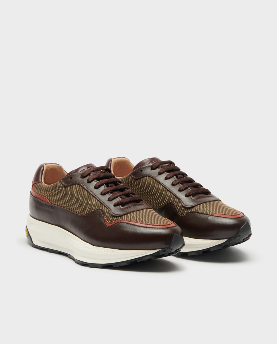 Zapatillas de hombre de piel con cordones - Glent - Marrón oscuro Marrón oscuro-3