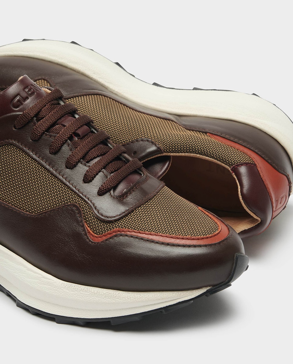 Zapatillas de hombre de piel con cordones - Glent - Marrón oscuro Marrón oscuro-5