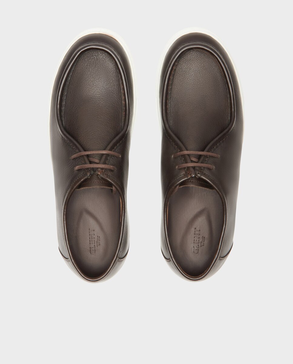 Zapatos wallabee de cordones de hombre de piel - Glent - Marrón Marrón-4