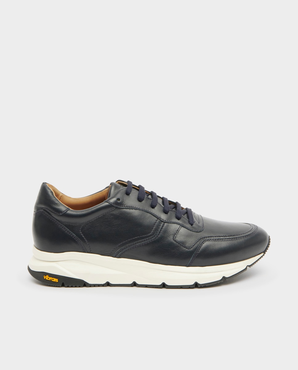 Glent - Zapatillas deportivas de hombre en piel y textil con suela vibram disponible en 2 anchos.