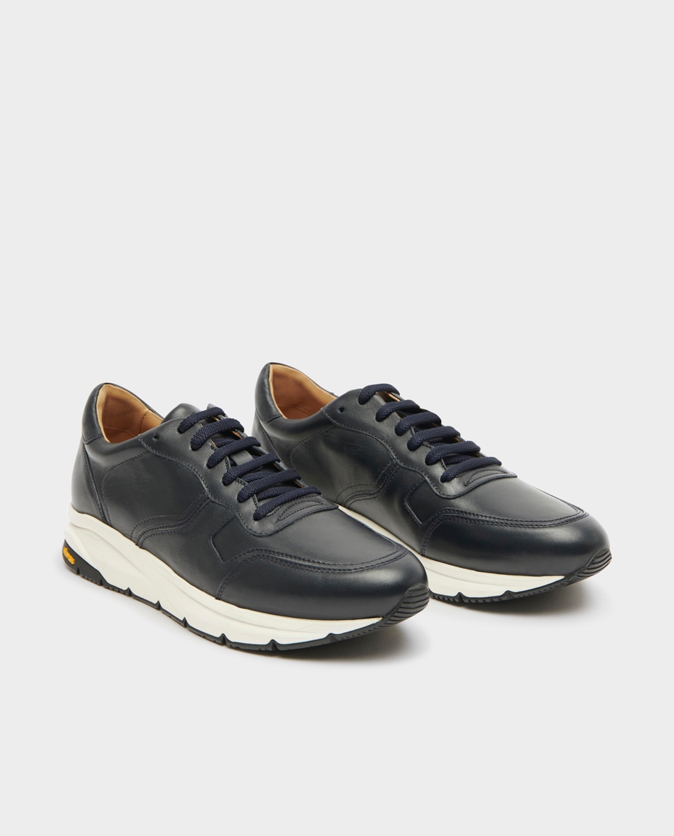 Imagen 2 de Zapatillas de hombre en piel y textil con suela vibram - Glent - Gris Gris