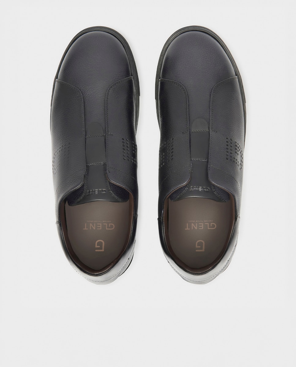 Zapatillas de vestir de hombre de piel con elástico - Glent - Negro Negro-2