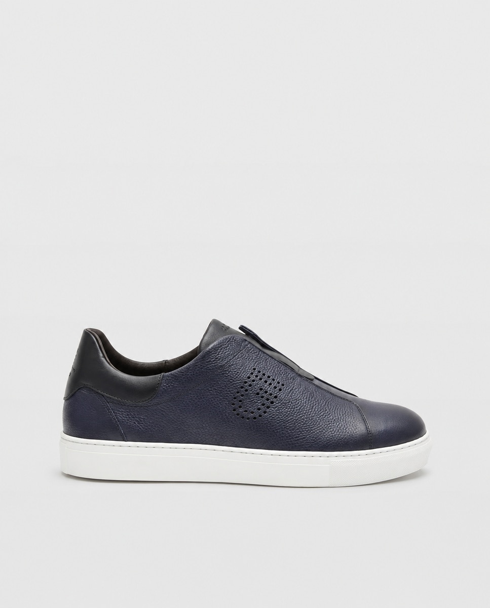 Zapatillas de vestir de hombre de piel con elástico - Glent - Azul marino Azul marino-1