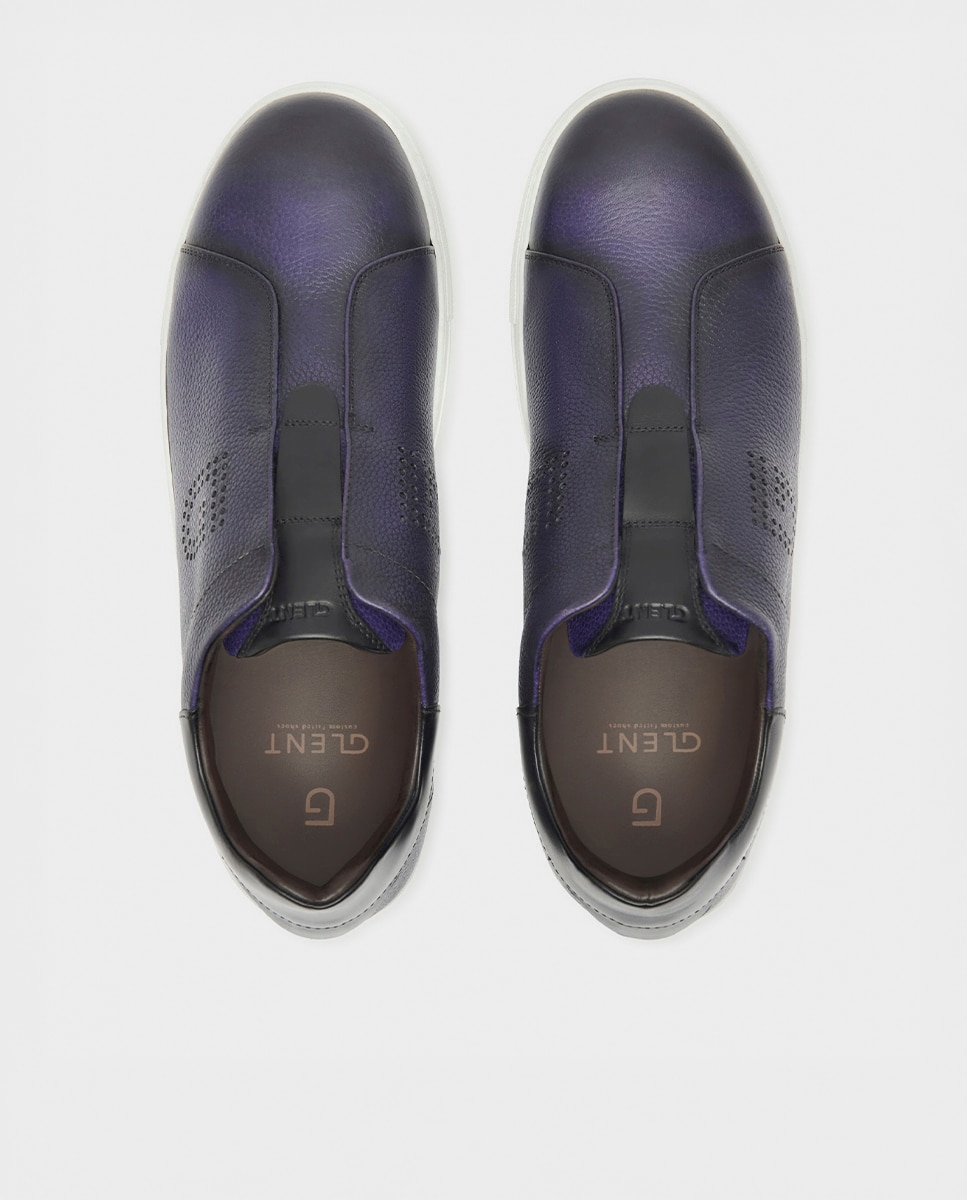 Zapatillas de vestir de hombre de piel con elástico - Glent - Azul marino Azul marino-2