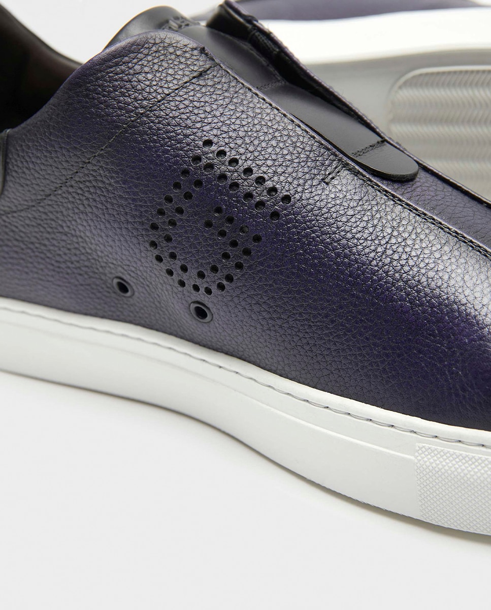 Zapatillas de vestir de hombre de piel con elástico - Glent - Azul marino Azul marino-4