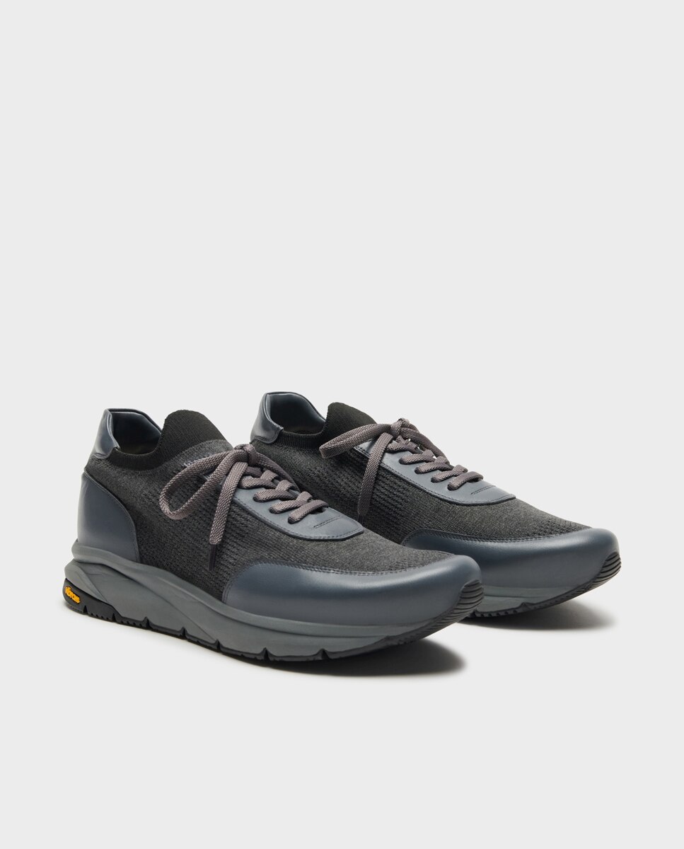 Zapatillas de hombre tipo calcetín con suela vibram - Glent - Gris Gris-3