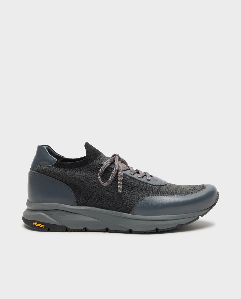 Zapatillas de hombre tipo calcetín con suela vibram - Glent - Gris Gris-1