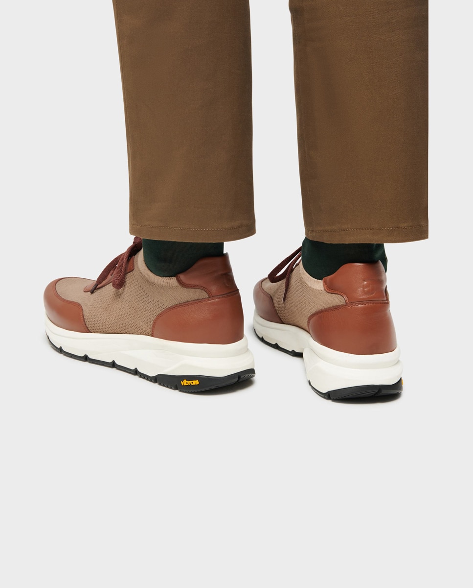 Zapatillas de hombre tipo calcetín con suela vibram - Glent - Marrón Marrón-2