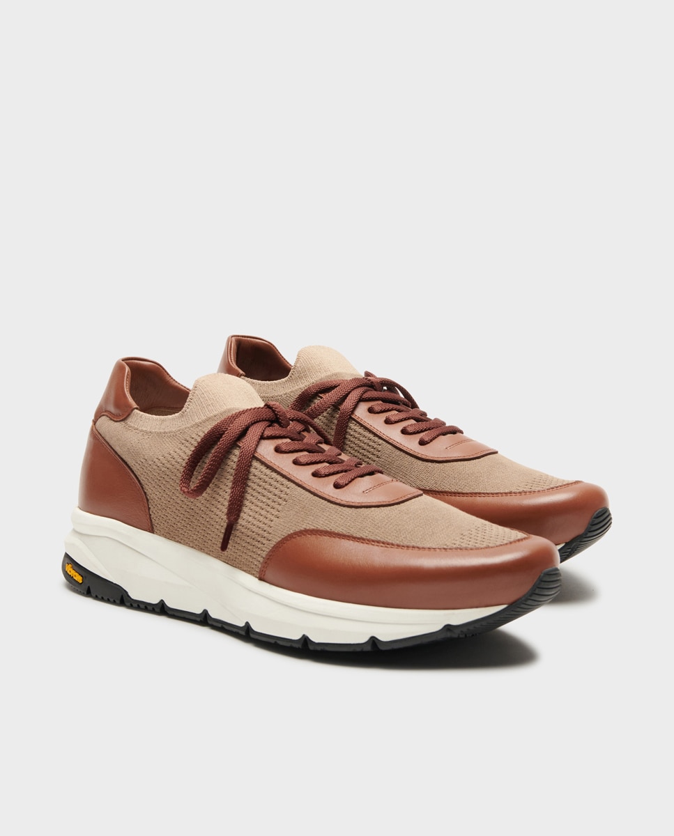 Zapatillas de hombre tipo calcetín con suela vibram - Glent - Marrón Marrón-3