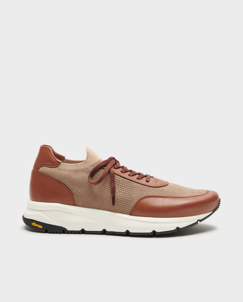 Zapatillas de hombre tipo calcetín con suela vibram - Glent - Marrón Marrón-1