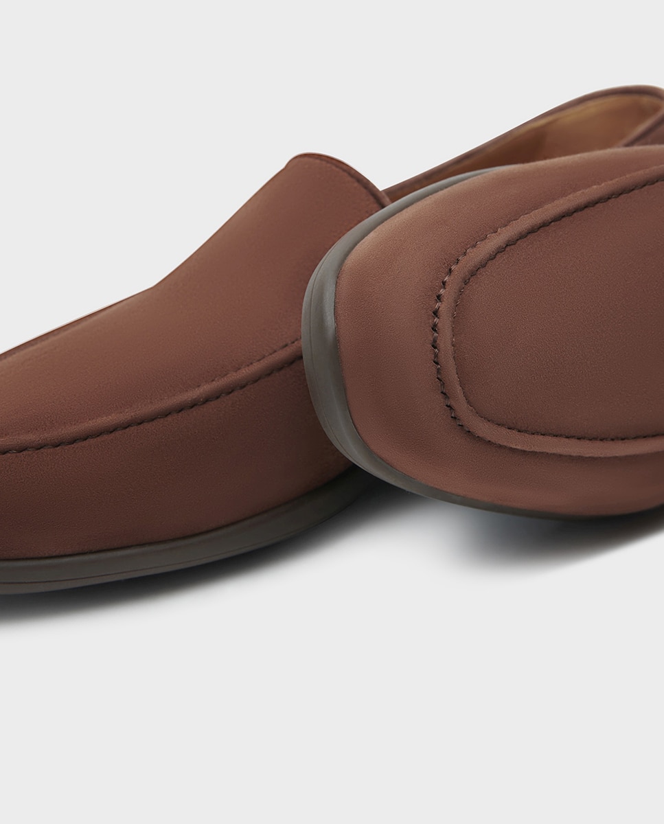 Mocasines driver de hombre de piel con suela vibram ancho especial - Glent - Marrón Marrón-4