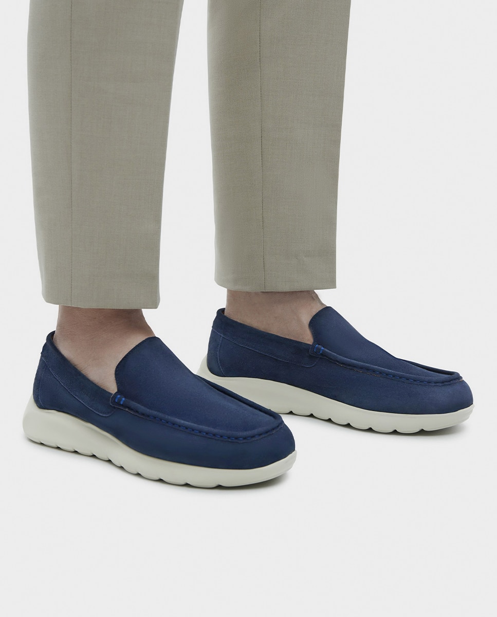 Mocasines de hombre de piel y suela con amortiguación extra - Glent - Azul marino Azul marino-2
