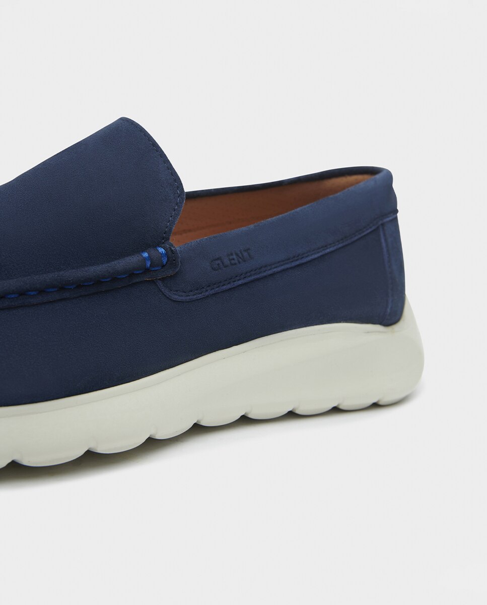 Mocasines de hombre de piel y suela con amortiguación extra - Glent - Azul marino Azul marino-4