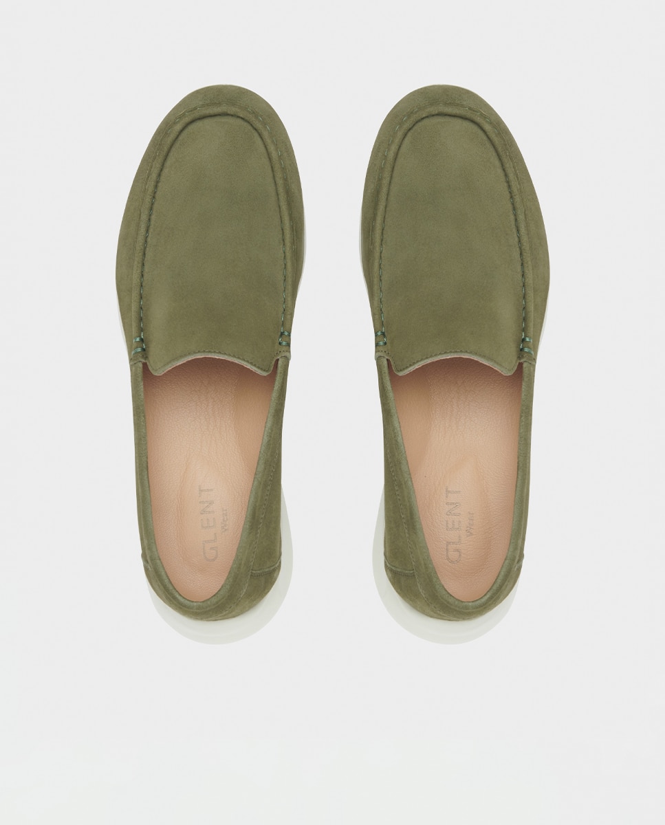 Mocasines de hombre de piel y suela con amortiguación extra - Glent - Verde Verde-2