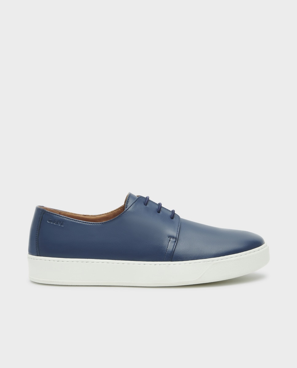 Imagen 0 de Zapatillas de vestir de hombre de piel con cordones Azul marino