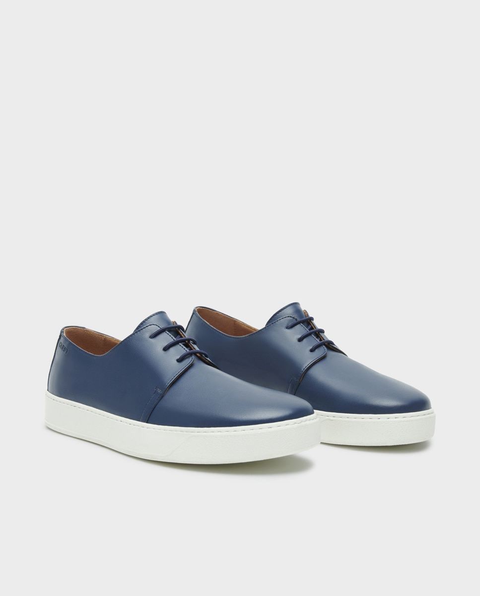 Zapatillas de vestir de hombre de piel con cordones - Glent - Azul marino Azul marino-3