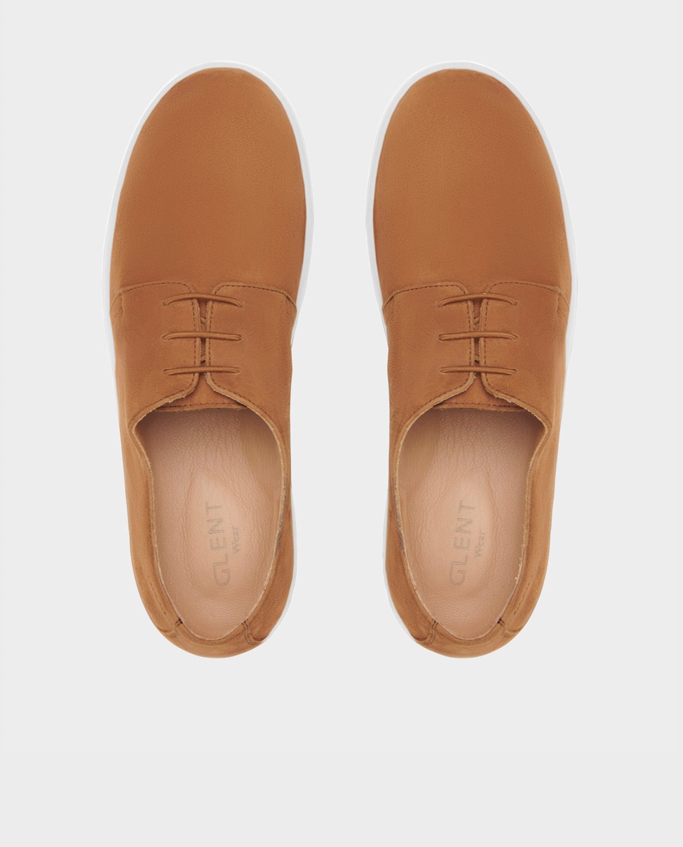 Zapatillas de vestir de hombre de piel con cordones - Glent - Marrón Marrón-4