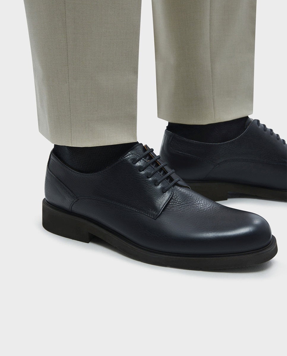 Bluchers de hombre de piel - Glent - Azul marino Azul marino-3