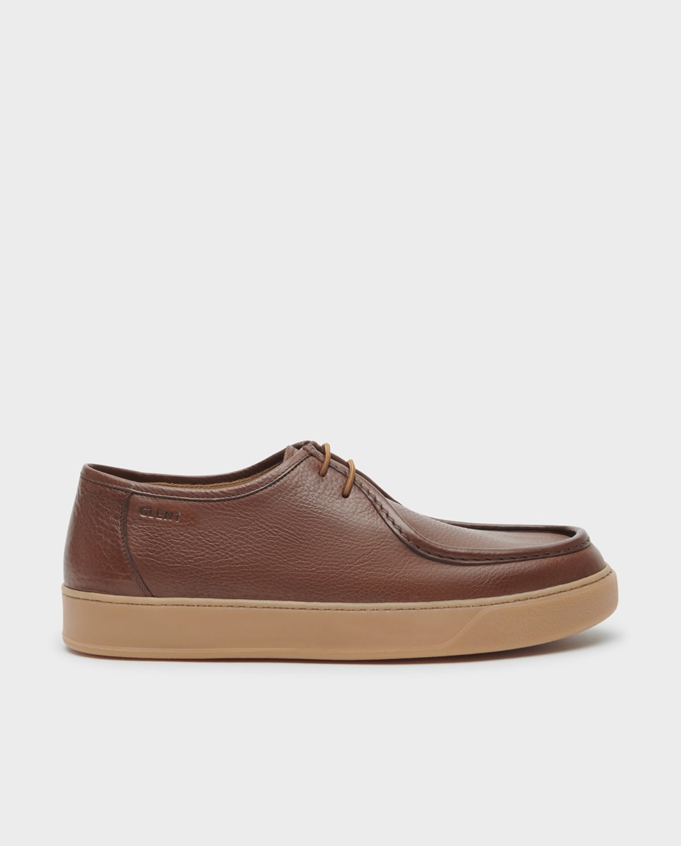 Zapatos wallabee de cordones de hombre de piel - Glent - Marrón Marrón-1