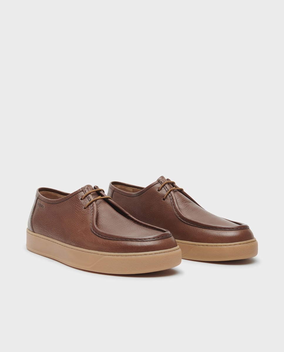 Zapatos wallabee de cordones de hombre de piel - Glent - Marrón Marrón-3