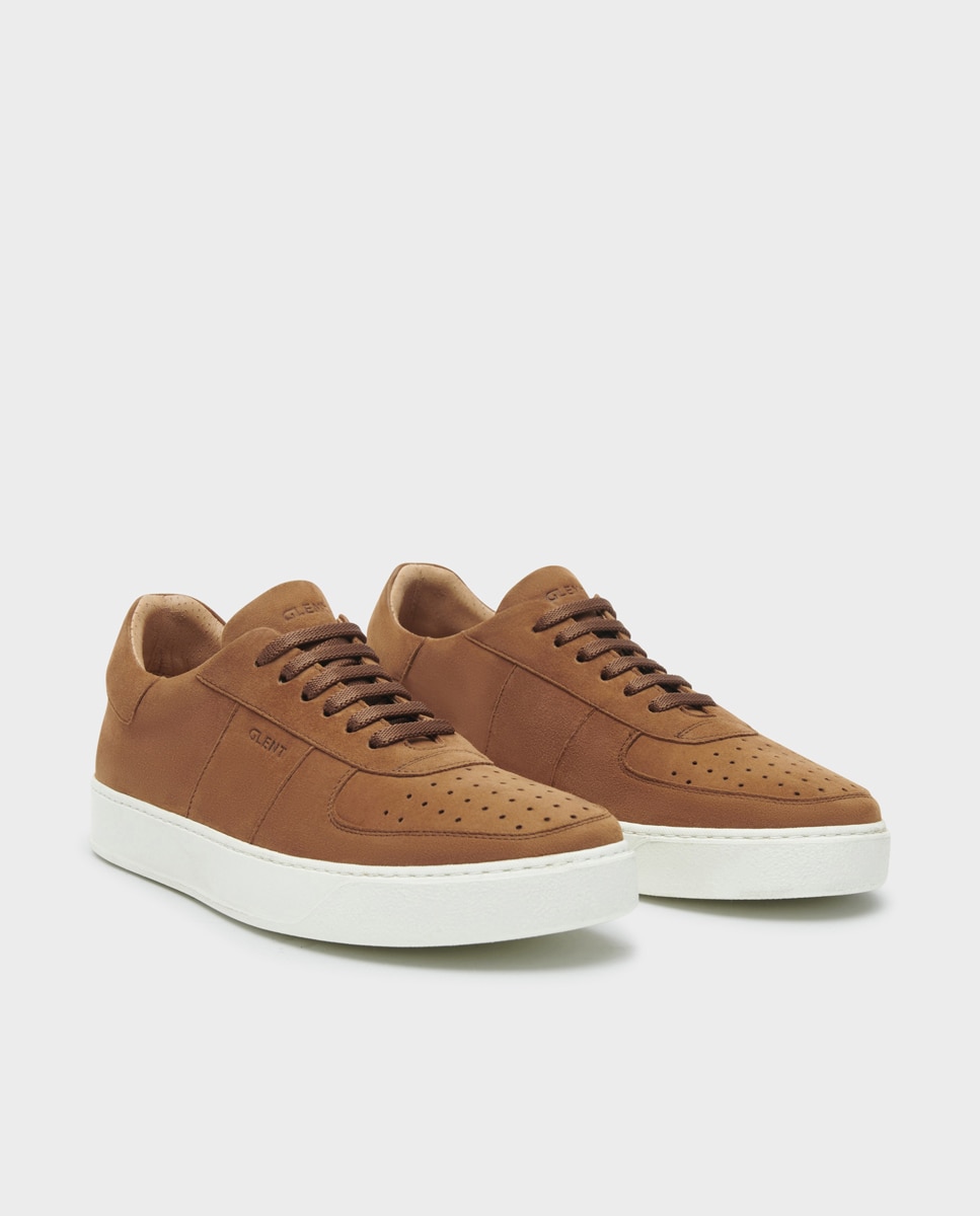 Zapatillas de hombre en piel y ante con suela vibram - Glent - Marrón Marrón-3