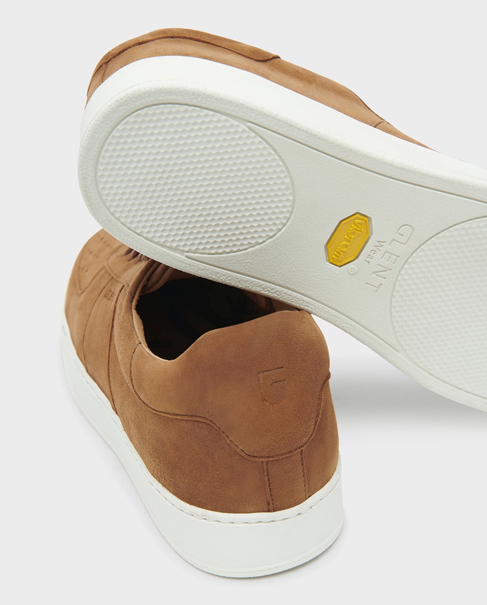 Zapatillas de hombre en piel y ante con suela vibram - Glent - Marrón Marrón-4
